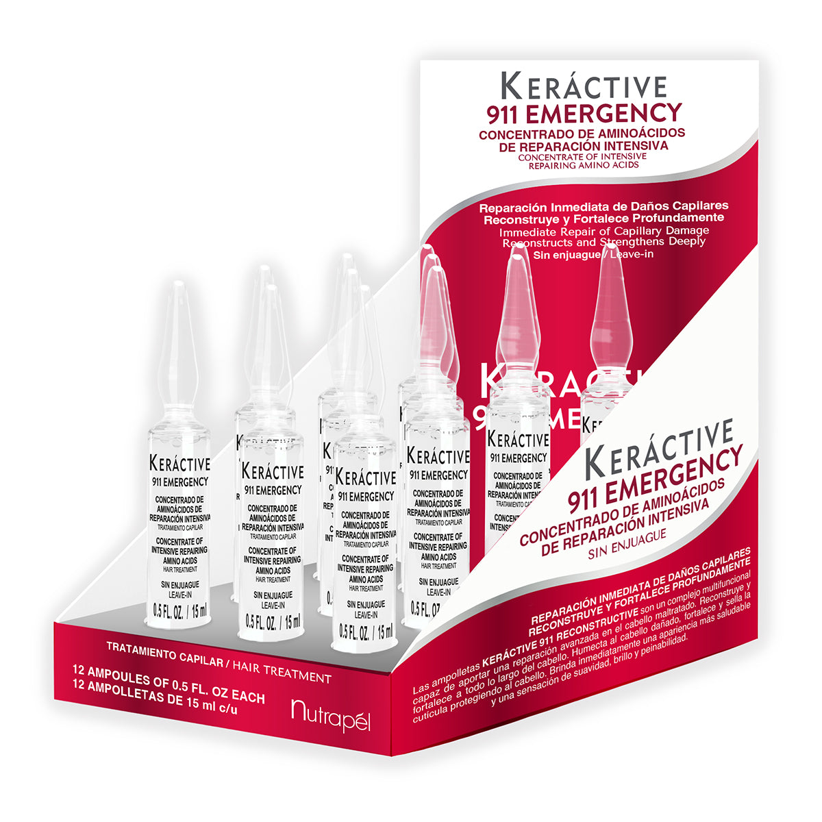 Keractive 911 Tratamiento Capilar Reconstructive 12 ampolletas 15 ml c/u