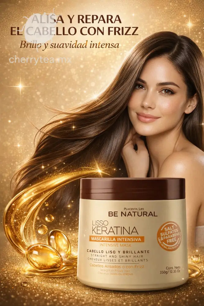 Be Natural Liso Keratina Mascarilla Capilar Control Frizz y Brillo 350g