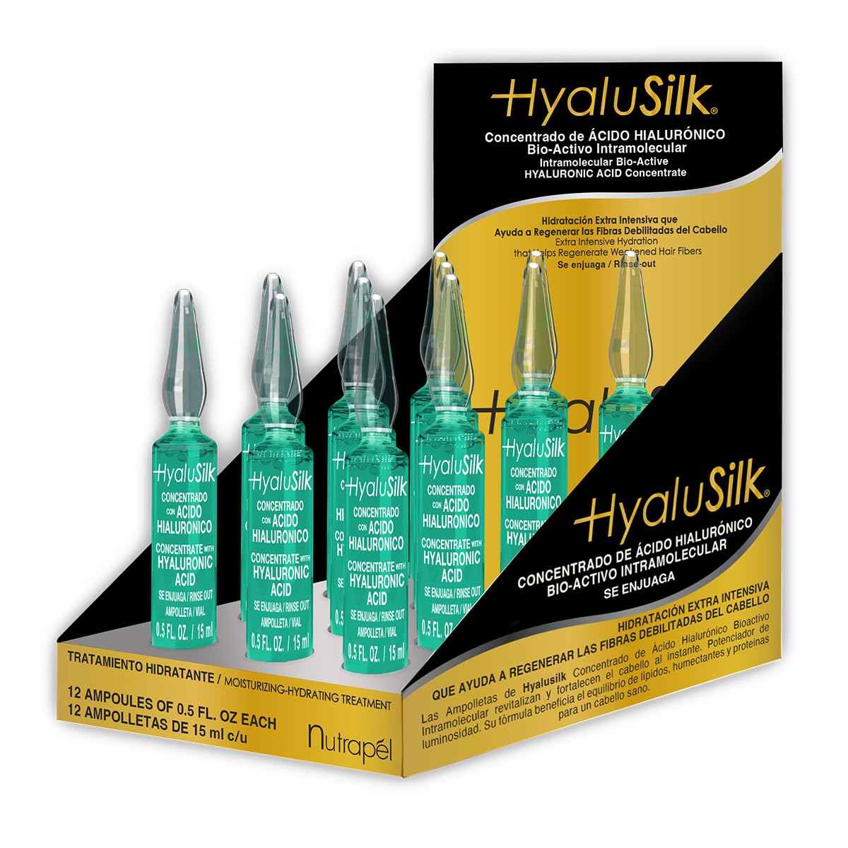 HYALUSILK de Nutraprel: Ampolletas con Ácido Hialurónico y Seda para Cabello Dañado