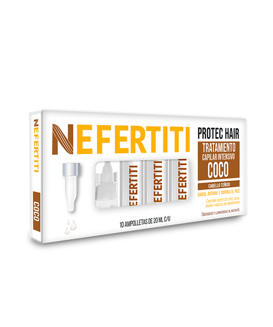 Tratamiento en Ampolletas Protec Coco Nefertiti – Reparación Intensiva para Cabello Teñido