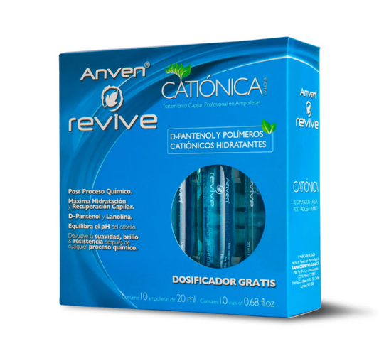 Revive Catiónica Tratamiento Capilar en Ampolletas Est. c/10 – Restauración y Suavidad Antiestática
