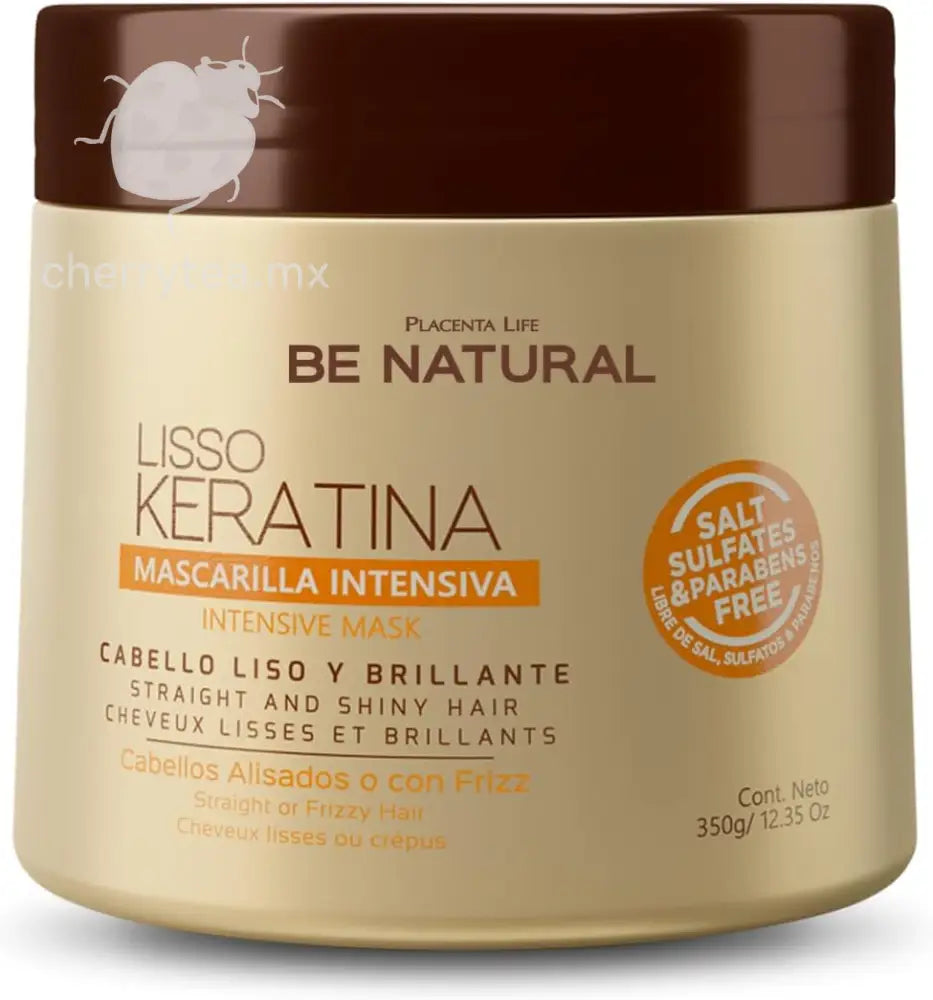 Be Natural Liso Keratina Mascarilla Capilar Control Frizz y Brillo 350g
