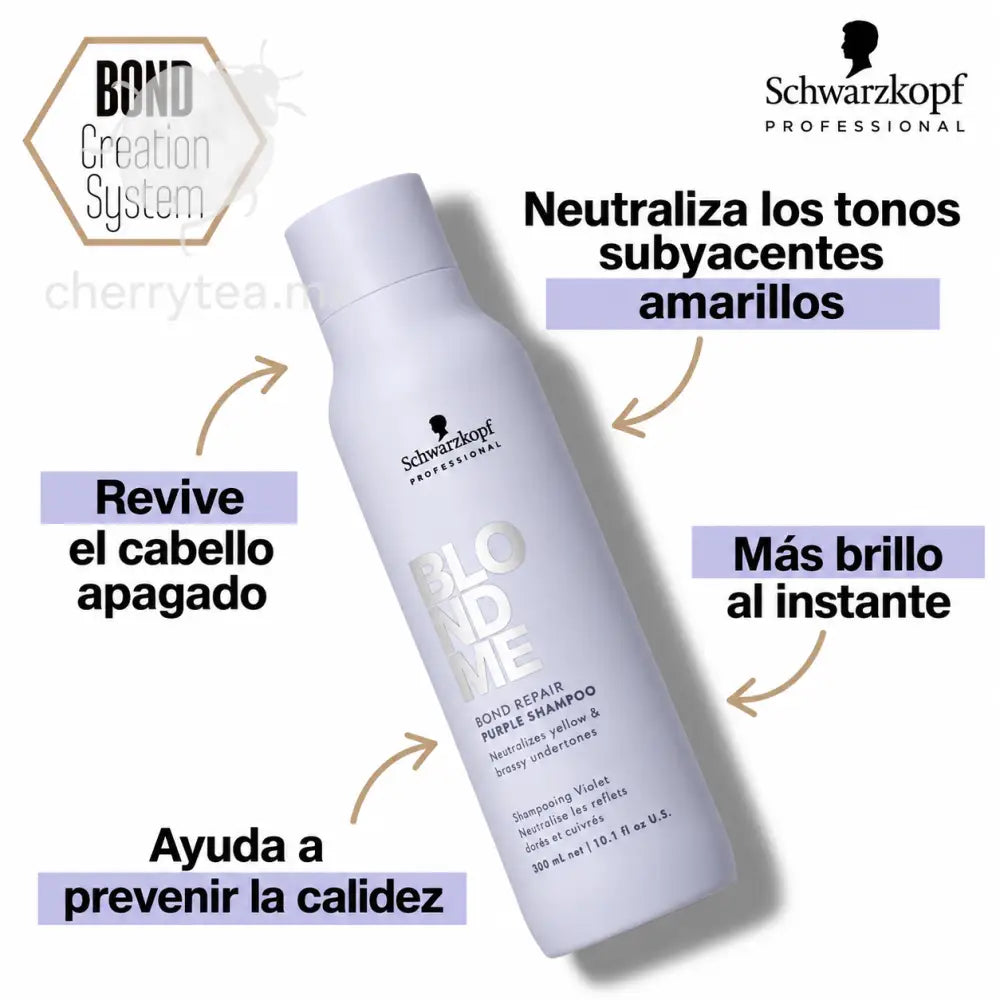Schwarzkopf BlondMe Shampoo Matizador Morado 300 ml.
