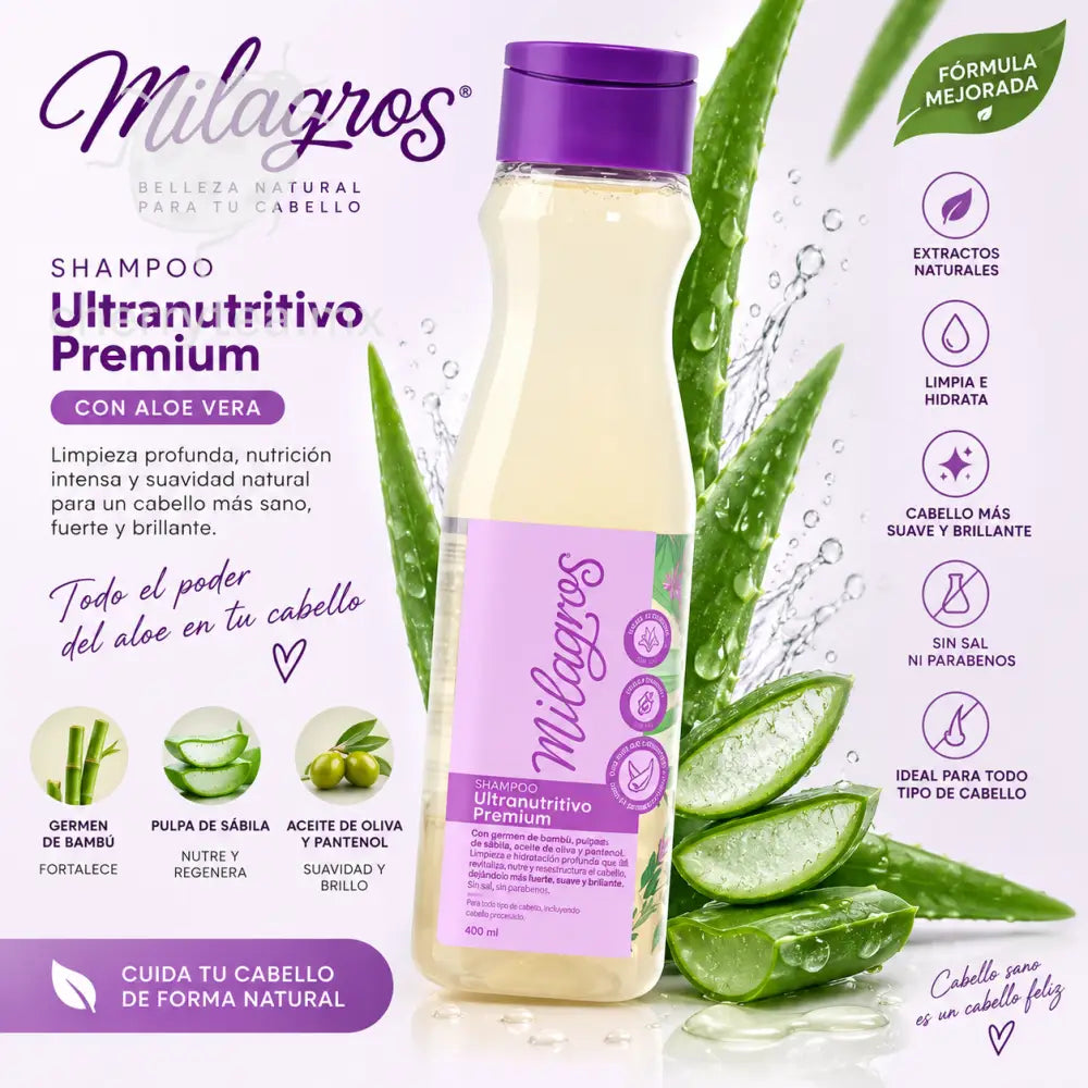 Shampoo Milagros Ultranutritivo Premium Aloe Vera