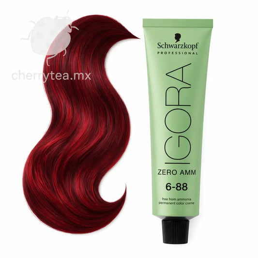 Tinte Igora Zero Amm Libre de Amoniaco 6-88 Rubio Obscuro rojo intenso